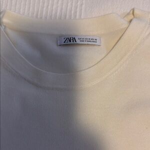 Zara Ivory Crew Neck Top